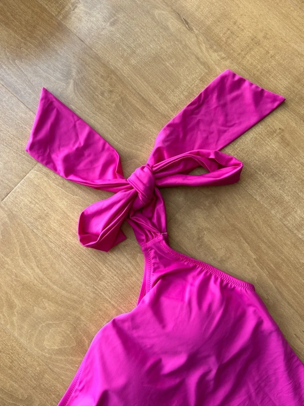 J. Crew One-Shoulder Bow Tie One-Piece Swimsuit, Fuchsia, Size 8, NWT